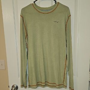 Orvis Green Long Sleeve Tee with Brown Trim
